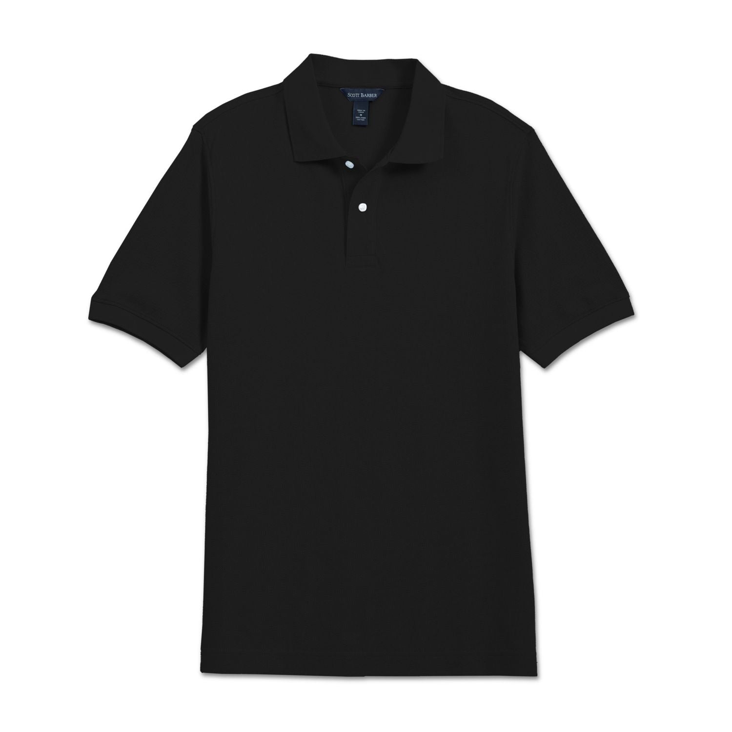 Pima Pique Short Sleeve Two-Button Polo in Black by Scott Barber
