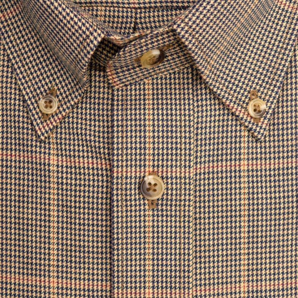 Mini District Houndstooth Check Cotton and Wool Blend Button-Down Shirt by Viyella