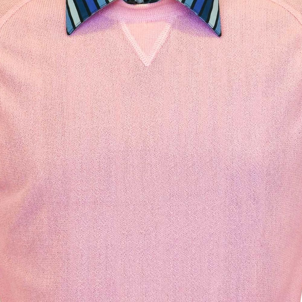 Baby Alpaca 'Links Stitch' Sweatshirt-Style Crew Neck Sweater in Pink by Peru Unlimited