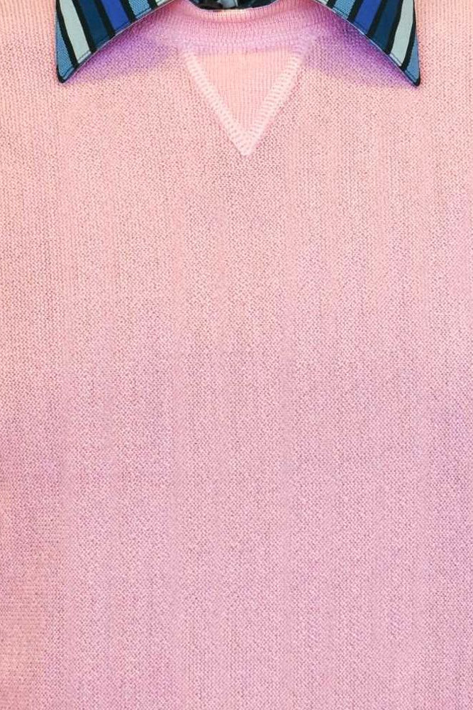Baby Alpaca 'Links Stitch' Sweatshirt-Style Crew Neck Sweater in Pink by Peru Unlimited