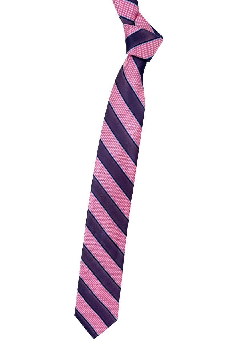 Pink, Purple and Light Blue Multi-Textured Stripe Woven Silk Tie by Robert Talbott