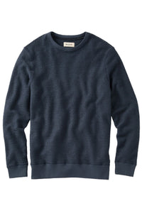 Textured Crew Neck Cotton Sweatshirt in Indigo by Borgo28