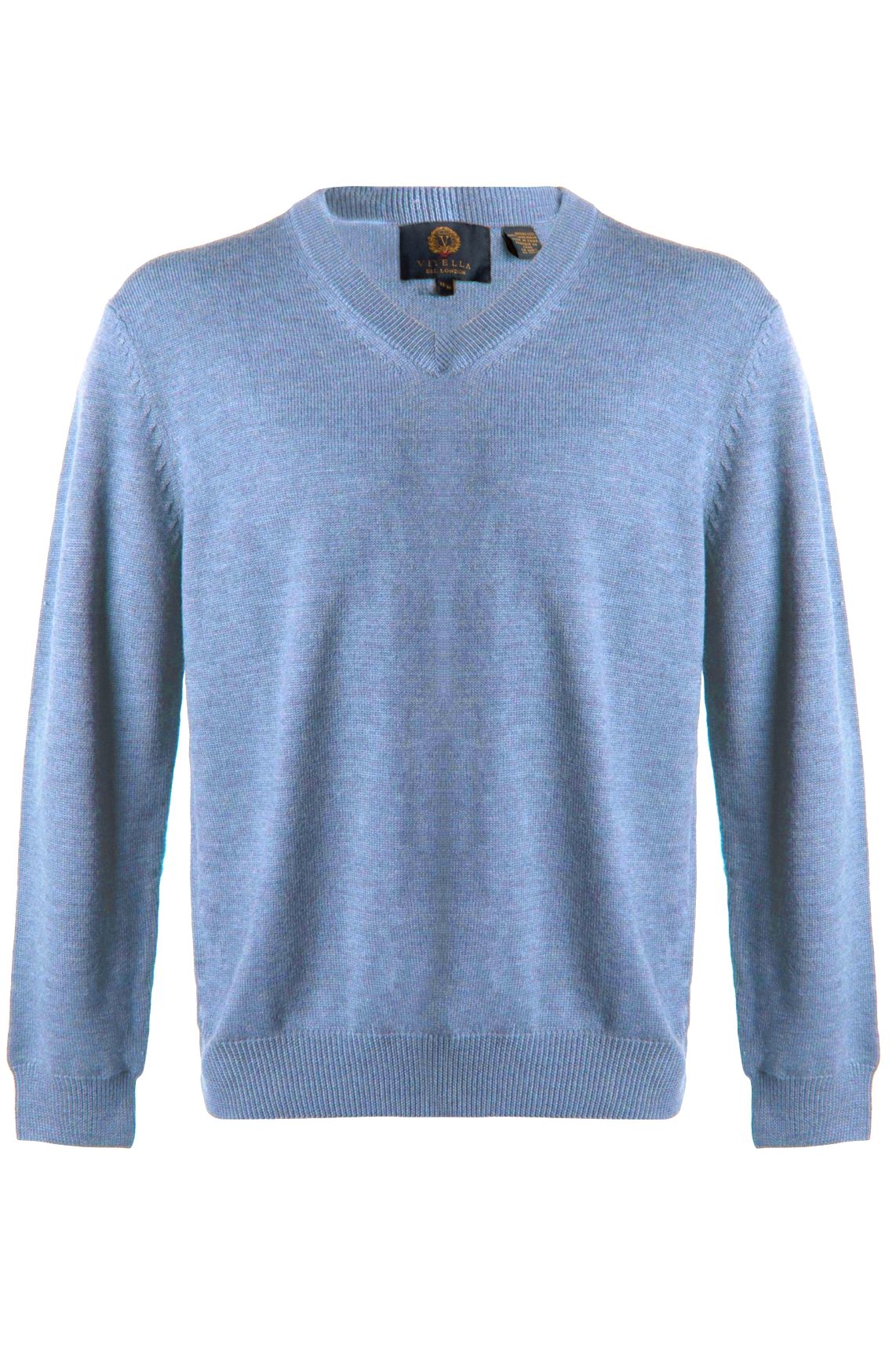 Extra Fine 'Zegna Baruffa' Merino Wool V-Neck Sweater in Light Blue by Viyella