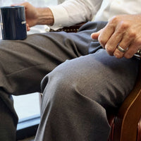 Worsted Wool Tropical Trouser in Medium Grey (Windsor Double Reverse Pleat - Regular & Long Rise) by Berle