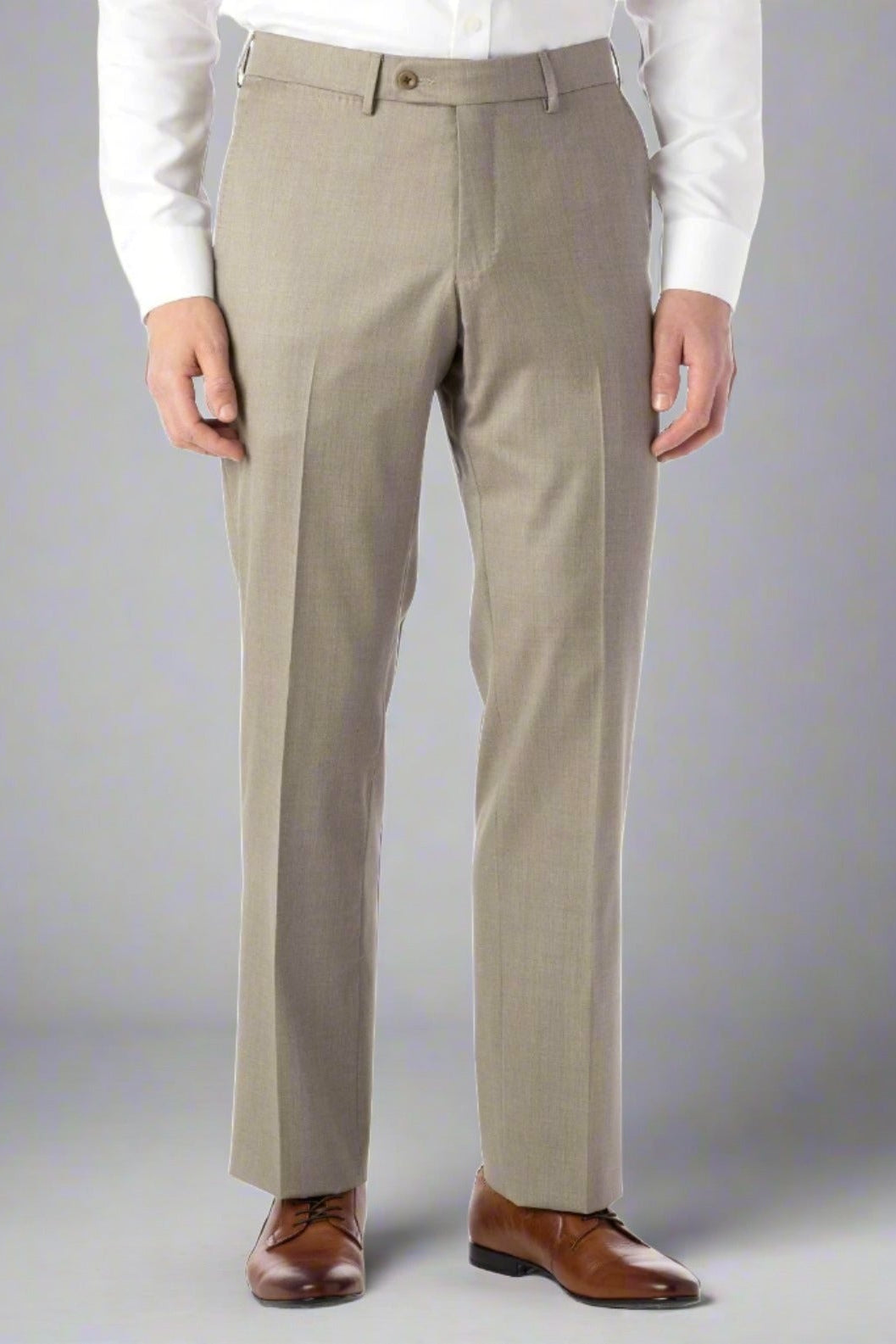 Super 130s Italian Luxury Ultimate Comfort Wool Tropical Flat Front Trouser in Sand by 6 East by Ballin