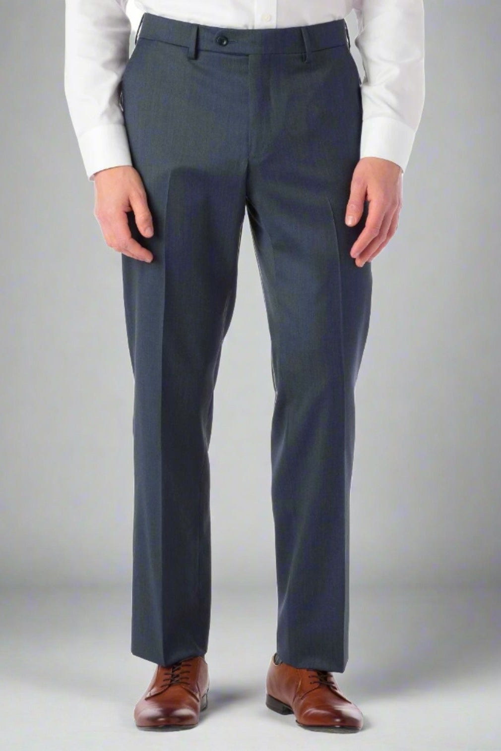 Super 130s Italian Luxury Ultimate Comfort Wool Tropical Flat Front Trouser in Navy Mix by 6 East by Ballin