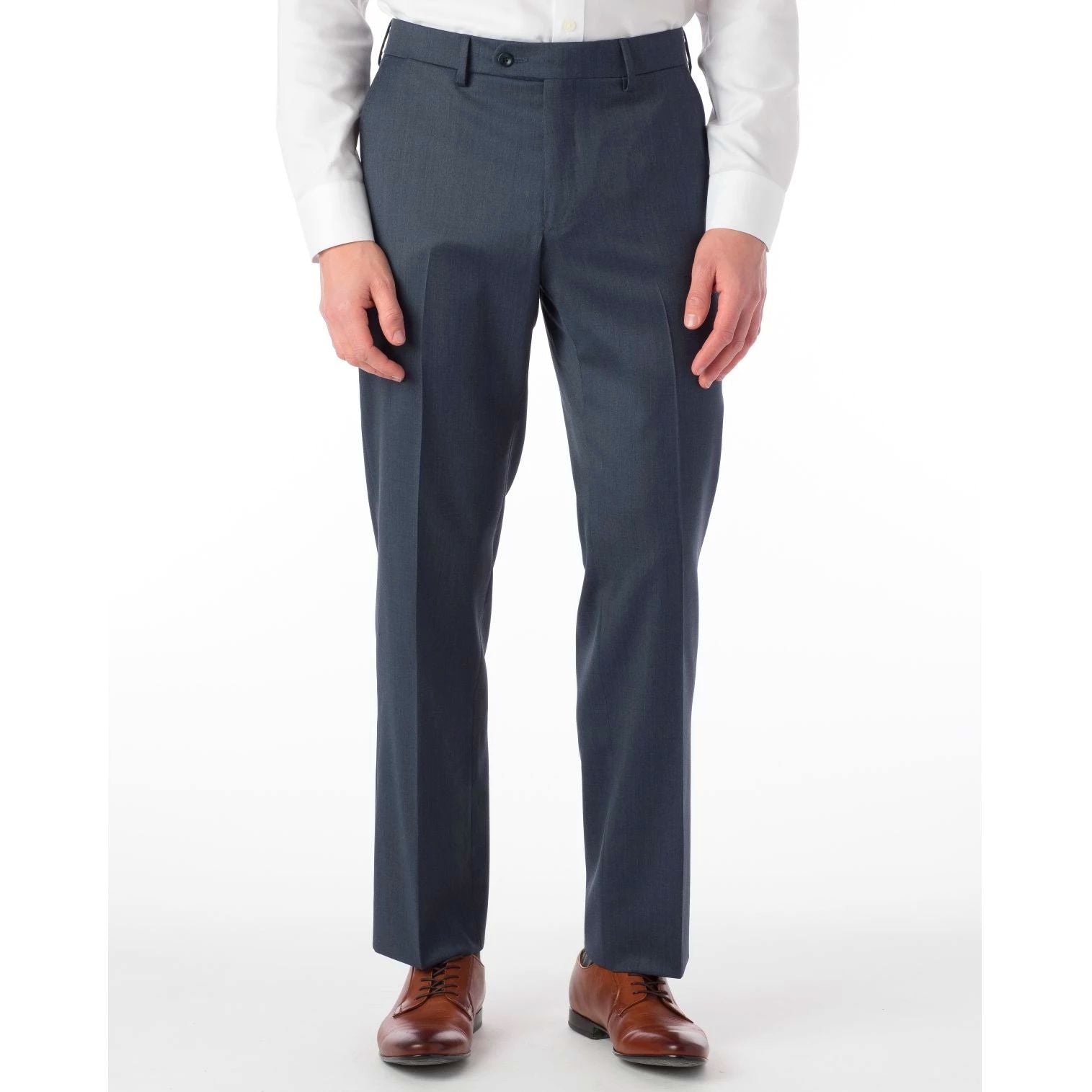 Super 130s Italian Luxury Ultimate Comfort Wool Tropical Flat Front Trouser in Navy Mix by 6 East by Ballin