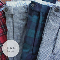 Stretch Wool Fancies Trouser in Black & White Plaid (Hampton Plain Front) by Berle