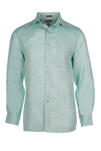 Pure Linen Long Sleeve Shirt in Pale Aqua by Weekender