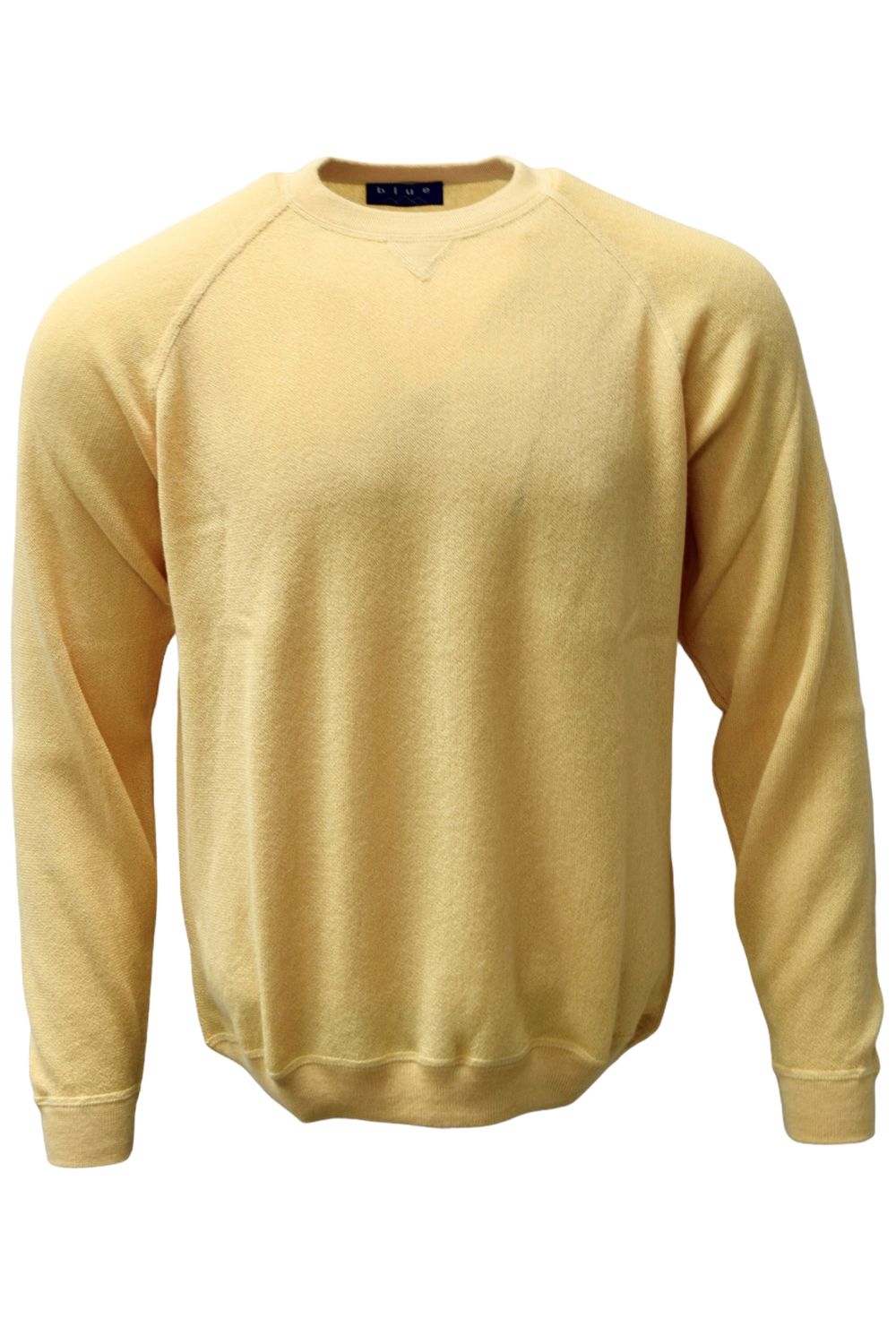 Baby Alpaca Links Knit Raglan Sleeve Sweatshirt-Style Sweater in Yellow by Blue 1899