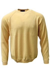 Baby Alpaca Links Knit Raglan Sleeve Sweatshirt-Style Sweater in Yellow by Blue 1899