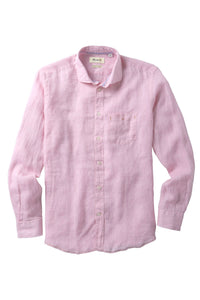 Italian Linen Long Sleeve Sport Shirt in Pink by Borgo28