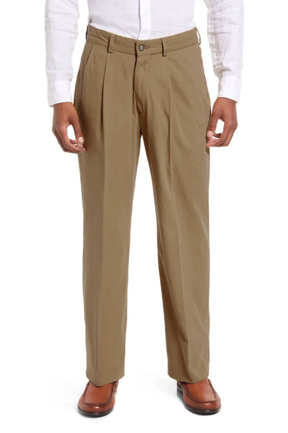 Washed Poplin Pant in British Tan, Size 36 (Oak Double Reverse Pleat) by Charleston Khakis