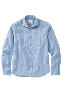 Italian Mélange Brushed Twill Long-Sleeve Sport Shirt in Indigo by Borgo28