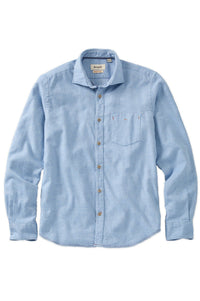 Italian Mélange Brushed Twill Long-Sleeve Sport Shirt in Indigo by Borgo28