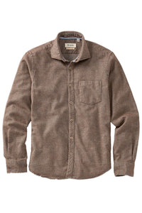 Italian Mélange Brushed Twill Long-Sleeve Sport Shirt in Taupe by Borgo28