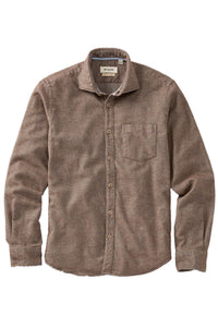 Italian Mélange Brushed Twill Long-Sleeve Sport Shirt in Taupe by Borgo28
