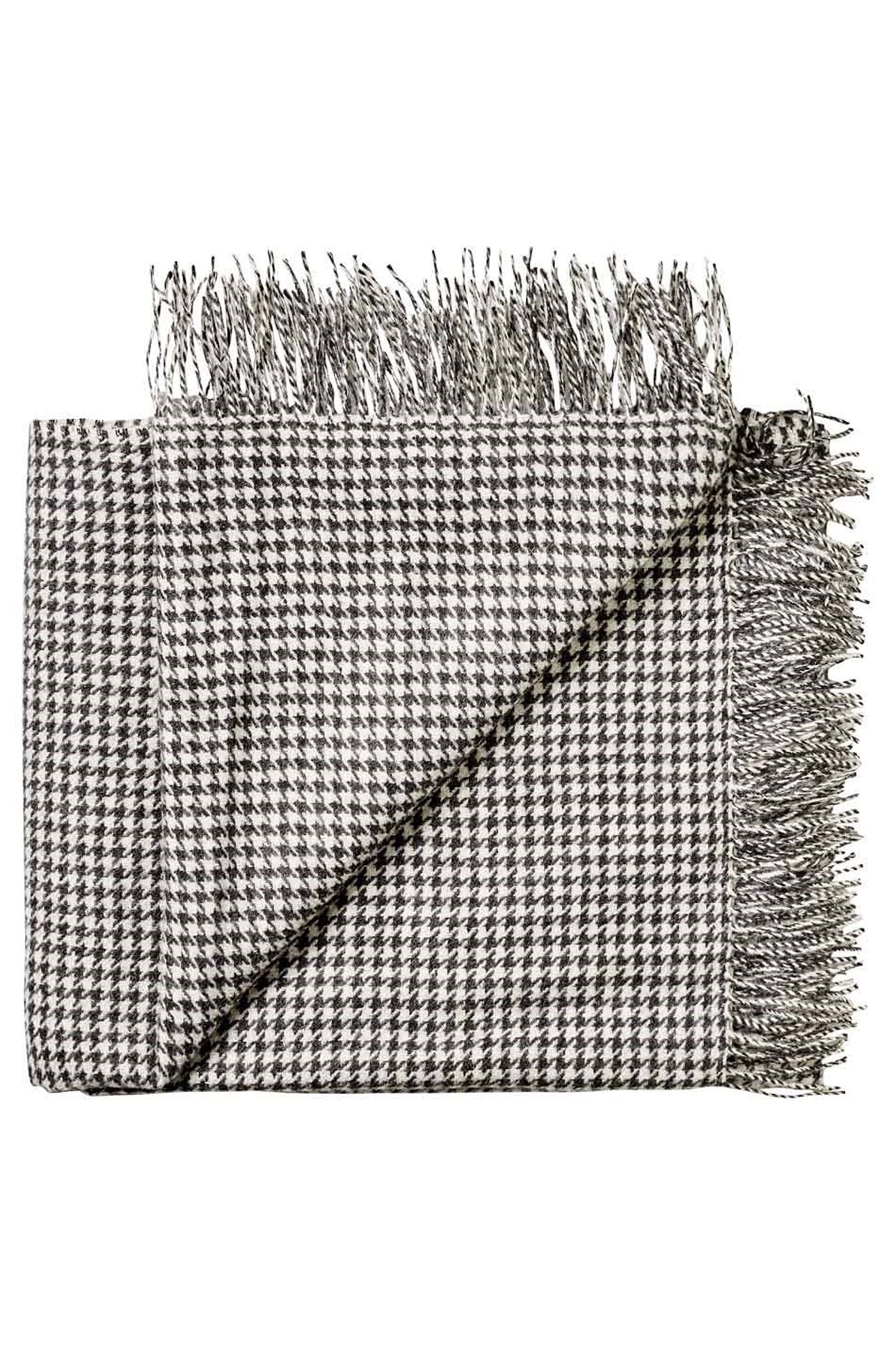 Charcoal and Winter White Houndstooth Baby Alpaca Scarf by Viyella