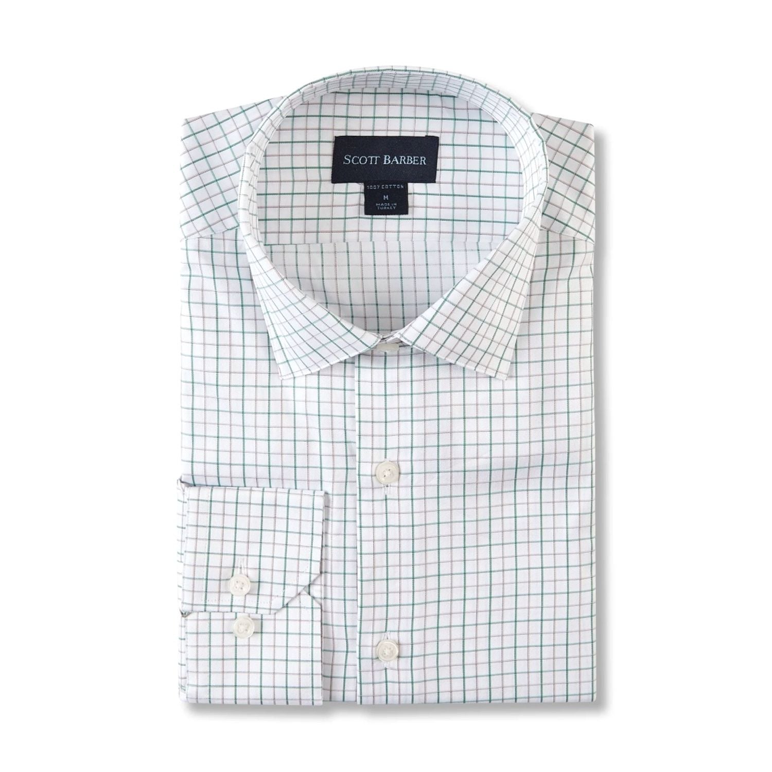 Lux Cotton Sateen Tattersall Sport Shirt in Grass by Scott Barber