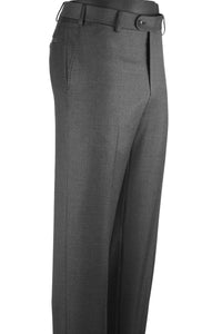 Super 110s Prunelle Wool Flat Front Trouser in Medium Grey (Park Traditional Fit) by 6 East by Ballin