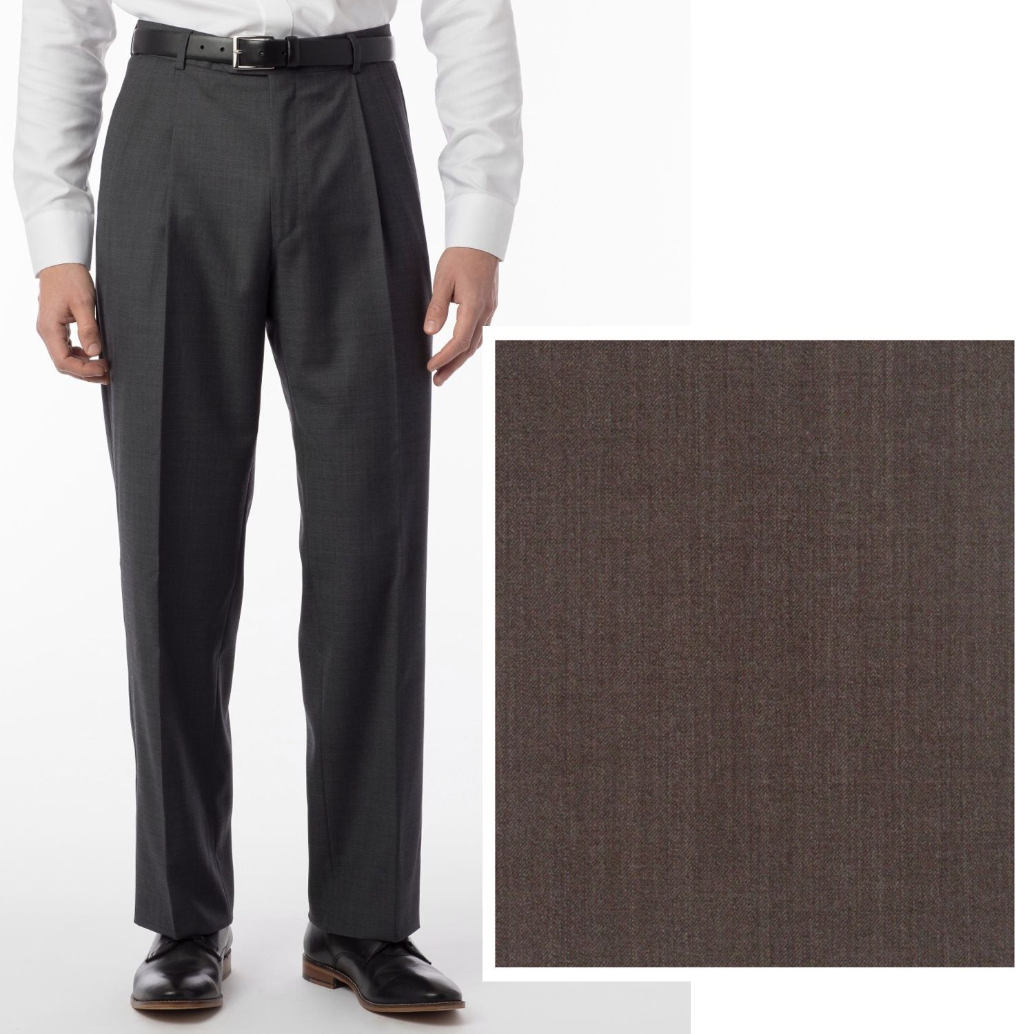 Super 120s Wool Gabardine Comfort-EZE Trouser in Oak (Manchester Pleated Model) by Ballin
