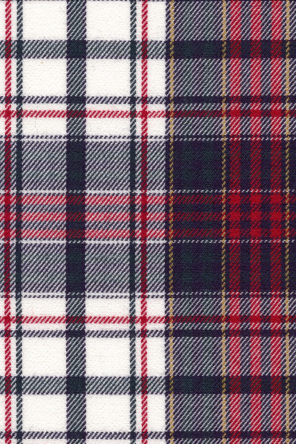 Red, Black, and Winter White Plaid Cotton and Wool Blend Button-Down Shirt by Viyella