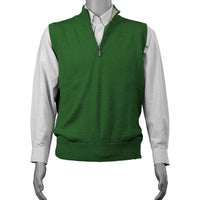 Royal Alpaca Half-Zip Mock Neck Sweater Vest in Shamrock Green Heather by Peru Unlimited