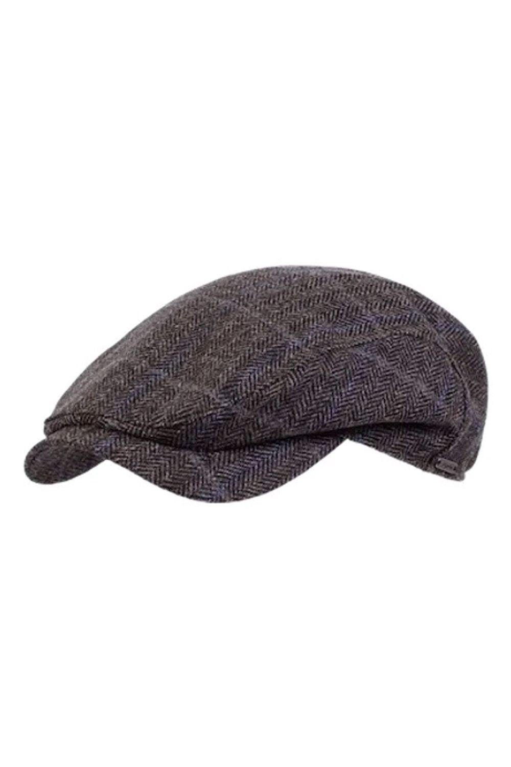 Ivy Contemporary Wool and Cashmere Cap in Brown Herringbone Check by Wigens