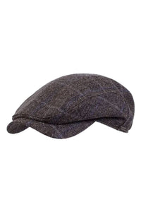 Ivy Contemporary Wool and Cashmere Cap in Brown Herringbone Check by Wigens