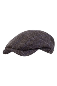 Ivy Contemporary Wool and Cashmere Cap in Brown Herringbone Check by Wigens