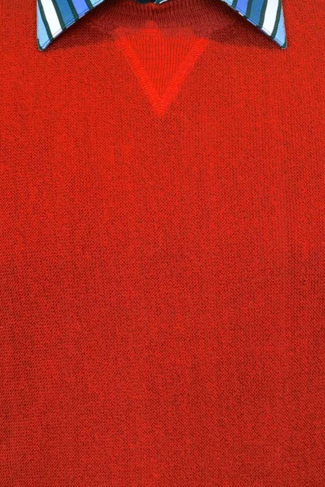 Baby Alpaca 'Links Stitch' Sweatshirt-Style Crew Neck Sweater in Bright Red by Peru Unlimited