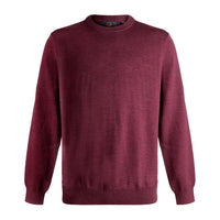 Extra Fine 'Zegna Baruffa' Merino Wool Crew Neck Sweater in Ruby Wine by Viyella