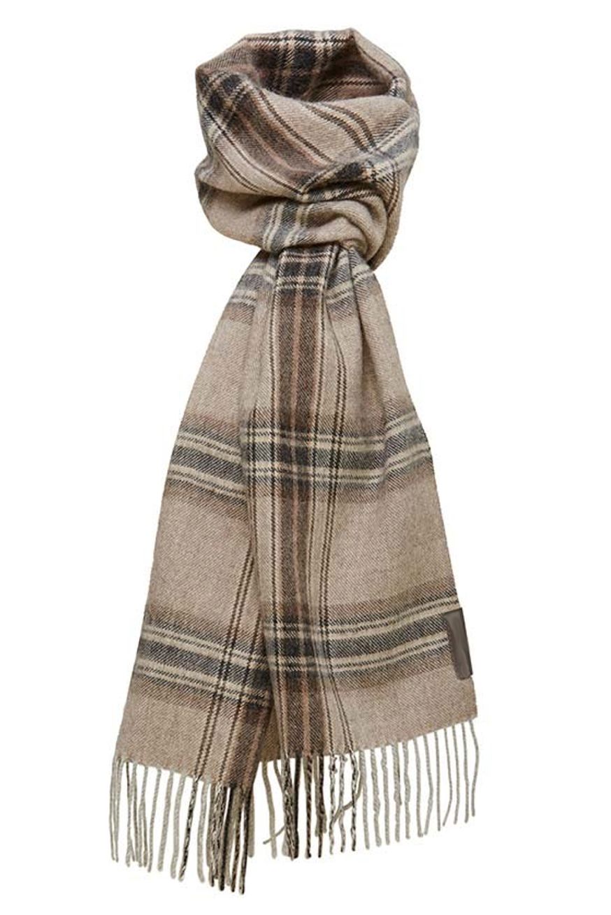 Stone Multi Plaid Baby Alpaca Scarf by Viyella