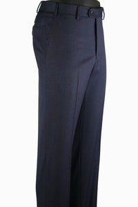 Super 110s Prunelle Wool Flat Front Trouser in Navy Mix (Choice of Fits) by 6 East by Ballin