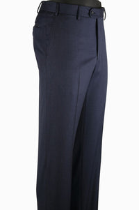 Super 110s Prunelle Wool Flat Front Trouser in Navy Mix (Choice of Fits) by 6 East by Ballin