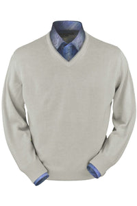 Royal Alpaca V-Neck Sweater in Light Grey Heather by Peru Unlimited