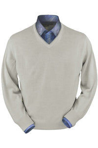 Royal Alpaca V-Neck Sweater in Light Grey Heather by Peru Unlimited
