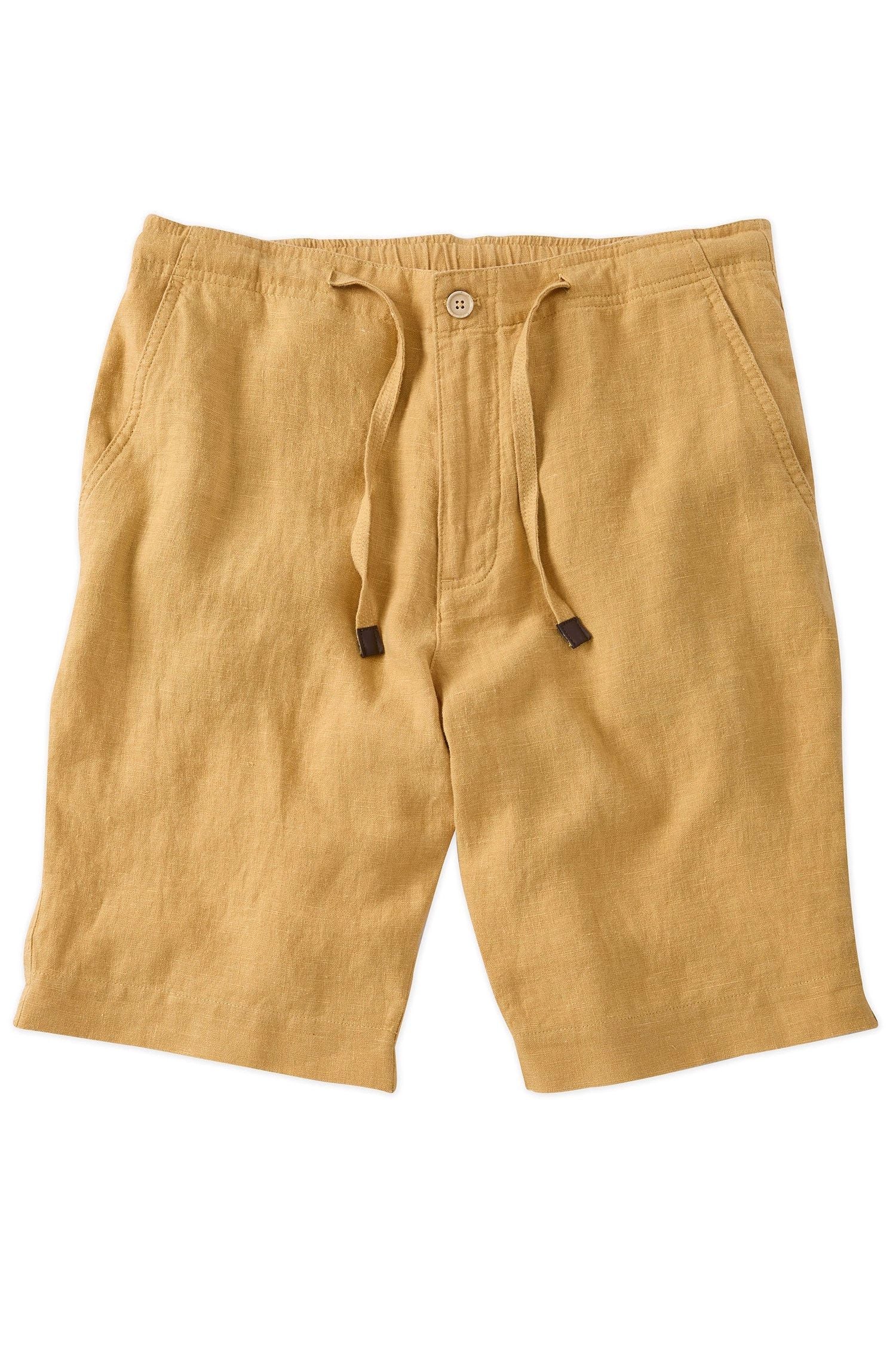 Pure Linen Drawstring Casual Shorts in Matte Gold by Borgo28