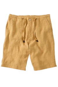 Pure Linen Drawstring Casual Shorts in Matte Gold by Borgo28