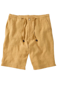 Pure Linen Drawstring Casual Shorts in Matte Gold by Borgo28
