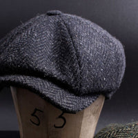 Newsboy Retro Cap in Anthracite Herringbone 'Magee 1866' Wool (Size 58) by Wigens