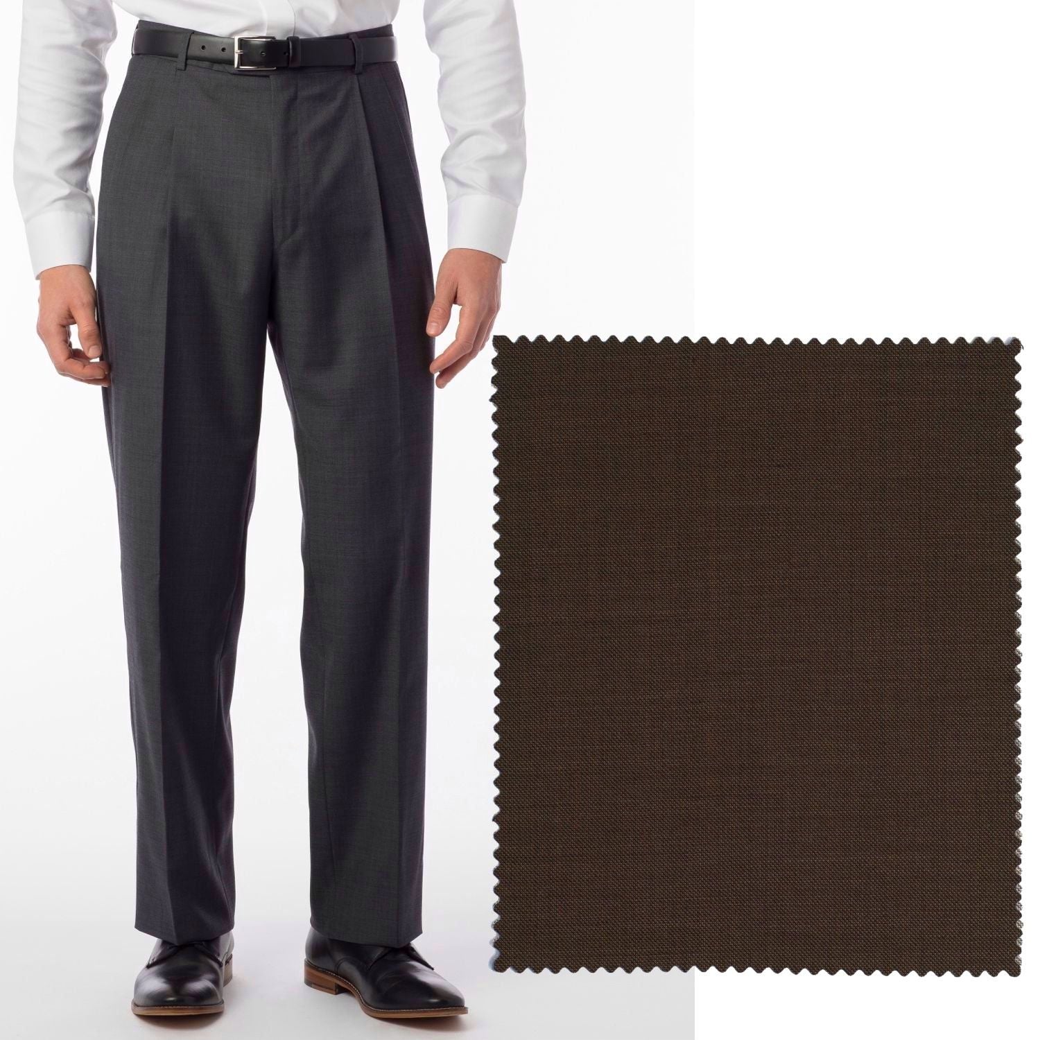 Sharkskin Super 120s Worsted Wool Comfort-EZE Trouser in Chestnut (Manchester Pleated Model) by Ballin