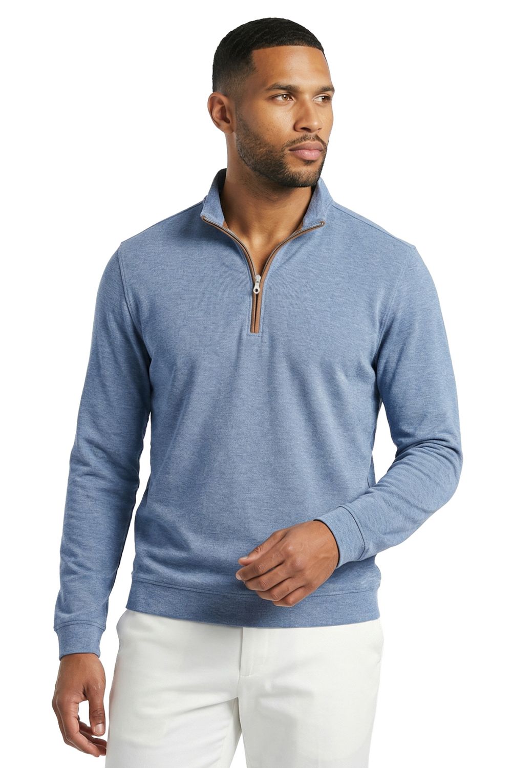 Stretch Heather Fleece Pullover in Country Blue by Scott Barber