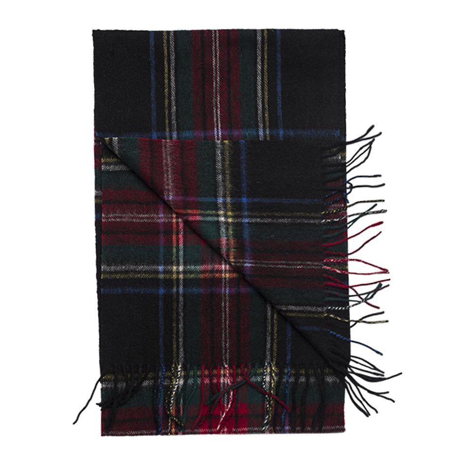 Stewart Black Modern Tartan Wool Scarf by Amanda Christensen