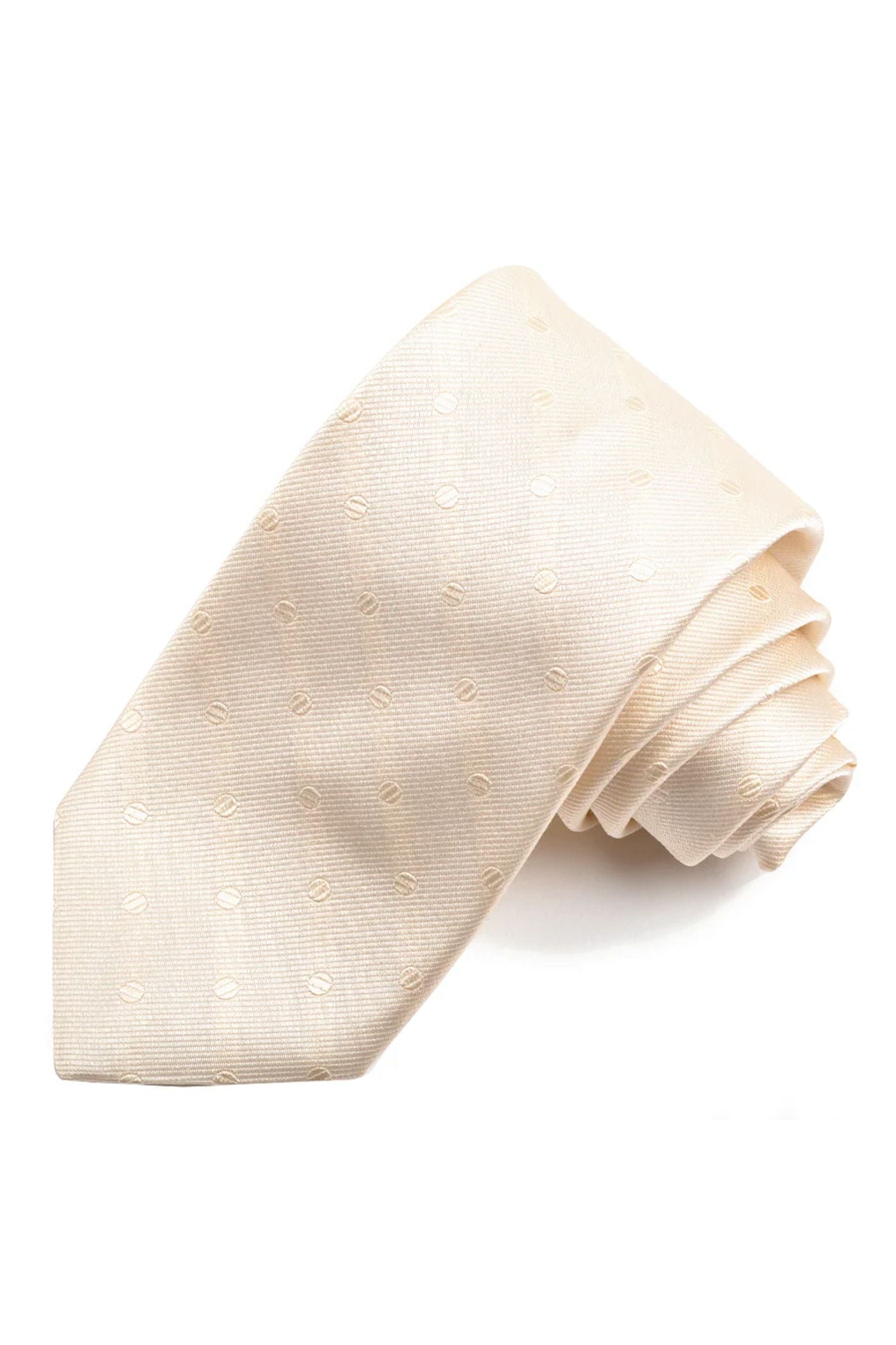 Cream Tonal Nailhead Dot Woven Silk Jacquard Tie by Dion Neckwear