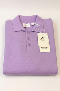 Pure Cashmere Polo Neck Sweater in Lavender by Milano Atelier