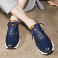 Lawson Lace-Up Sneaker in Navy Leather by Allen Edmonds