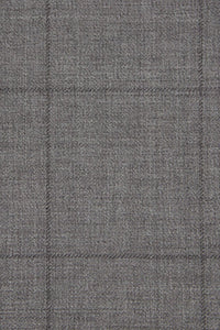 Super 110s Tonal Windowpane Flat Front Wool Trouser in Charcoal (Choice of Fits) by Ballin
