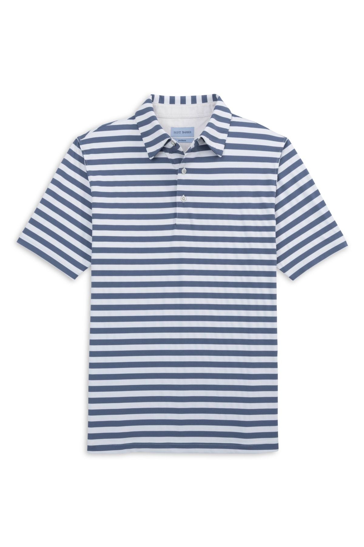 Prep Stripe Performance Polo in Indigo by Scott Barber