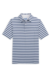 Prep Stripe Performance Polo in Indigo by Scott Barber